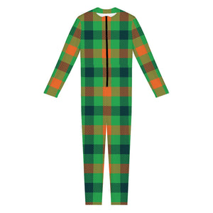 Saint Patrick's Day Buffalo Plaid Print Jumpsuit