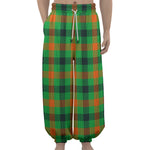 Saint Patrick's Day Buffalo Plaid Print Lantern Pants