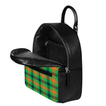 Saint Patrick's Day Buffalo Plaid Print Leather Backpack