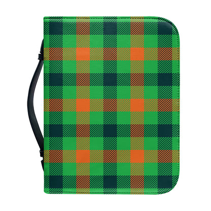 Saint Patrick's Day Buffalo Plaid Print Leather Bible Cover