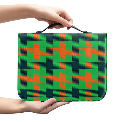 Saint Patrick's Day Buffalo Plaid Print Leather Bible Cover