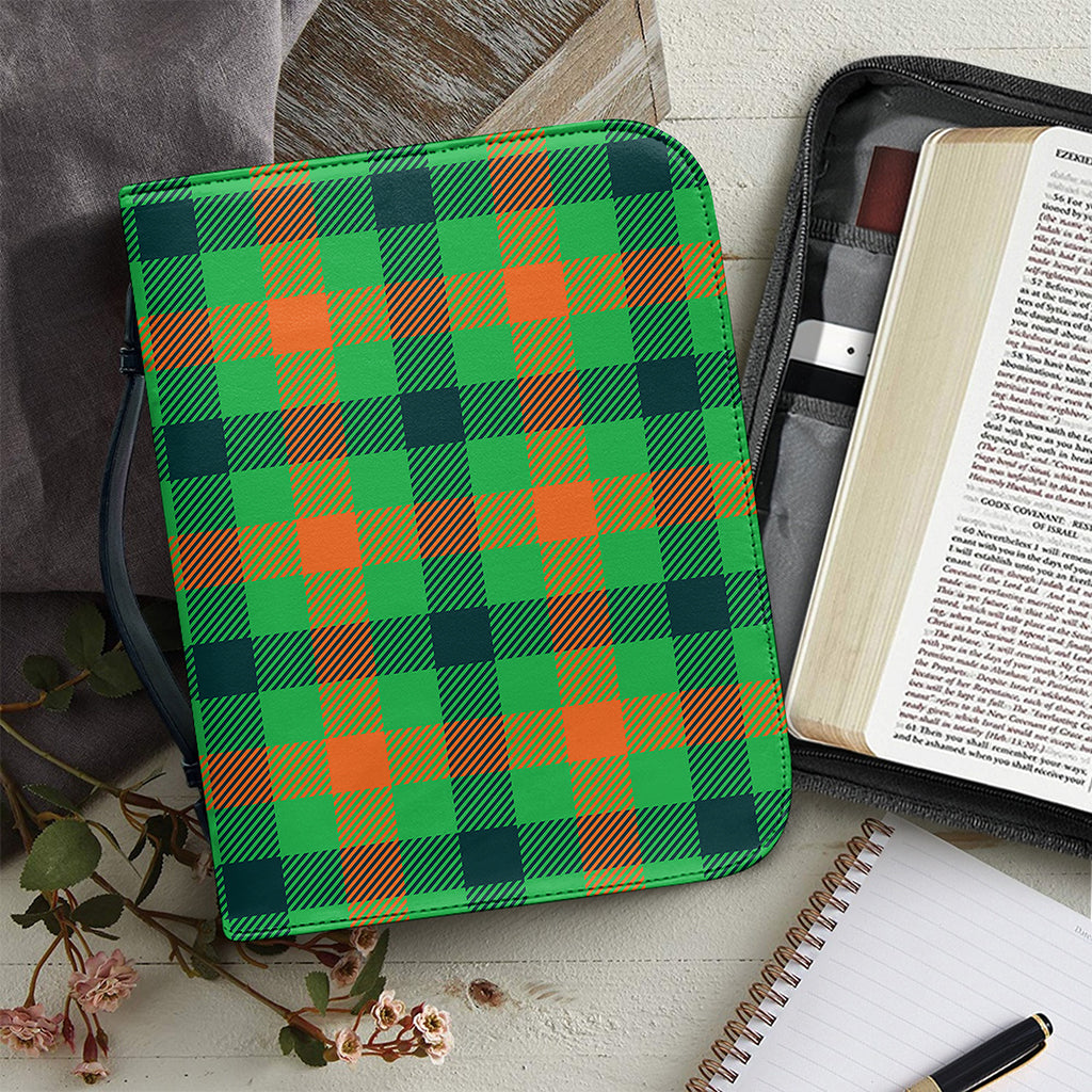 Saint Patrick's Day Buffalo Plaid Print Leather Bible Cover