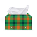 Saint Patrick's Day Buffalo Plaid Print Leather Tissue Box Cover