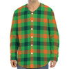 Saint Patrick's Day Buffalo Plaid Print Long Sleeve Baseball Jersey