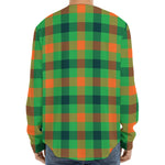 Saint Patrick's Day Buffalo Plaid Print Long Sleeve Baseball Jersey