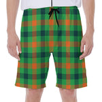 Saint Patrick's Day Buffalo Plaid Print Men's Beach Shorts