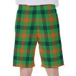 Saint Patrick's Day Buffalo Plaid Print Men's Beach Shorts