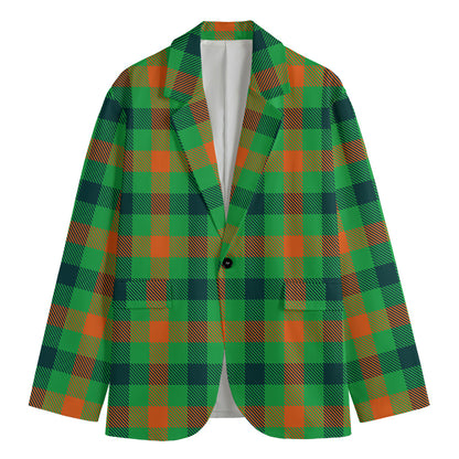 Saint Patrick's Day Buffalo Plaid Print Men's Blazer