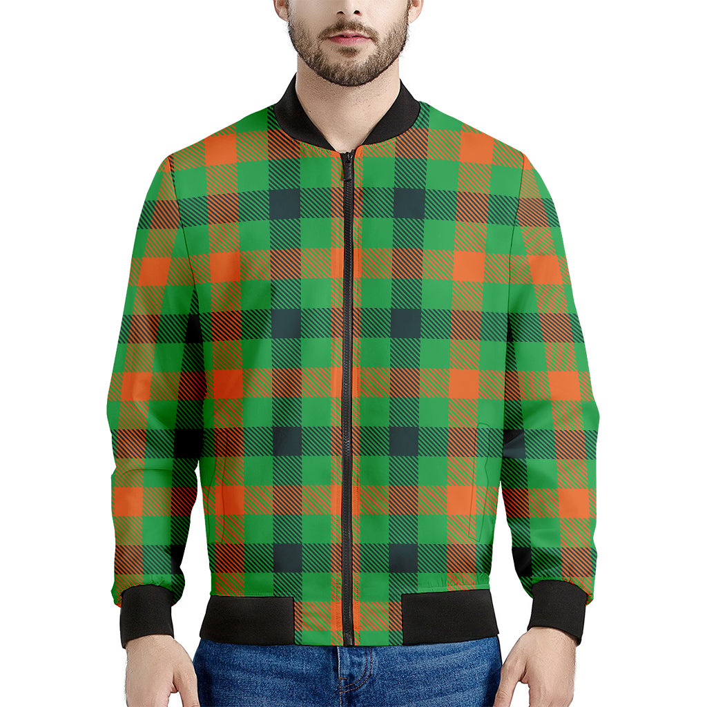 Saint Patrick's Day Buffalo Plaid Print Men's Bomber Jacket