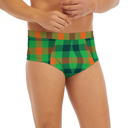 Saint Patrick's Day Buffalo Plaid Print Men's Briefs