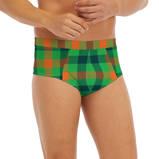 Saint Patrick's Day Buffalo Plaid Print Men's Briefs