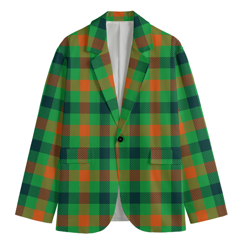 Saint Patrick's Day Buffalo Plaid Print Men's Cotton Blazer