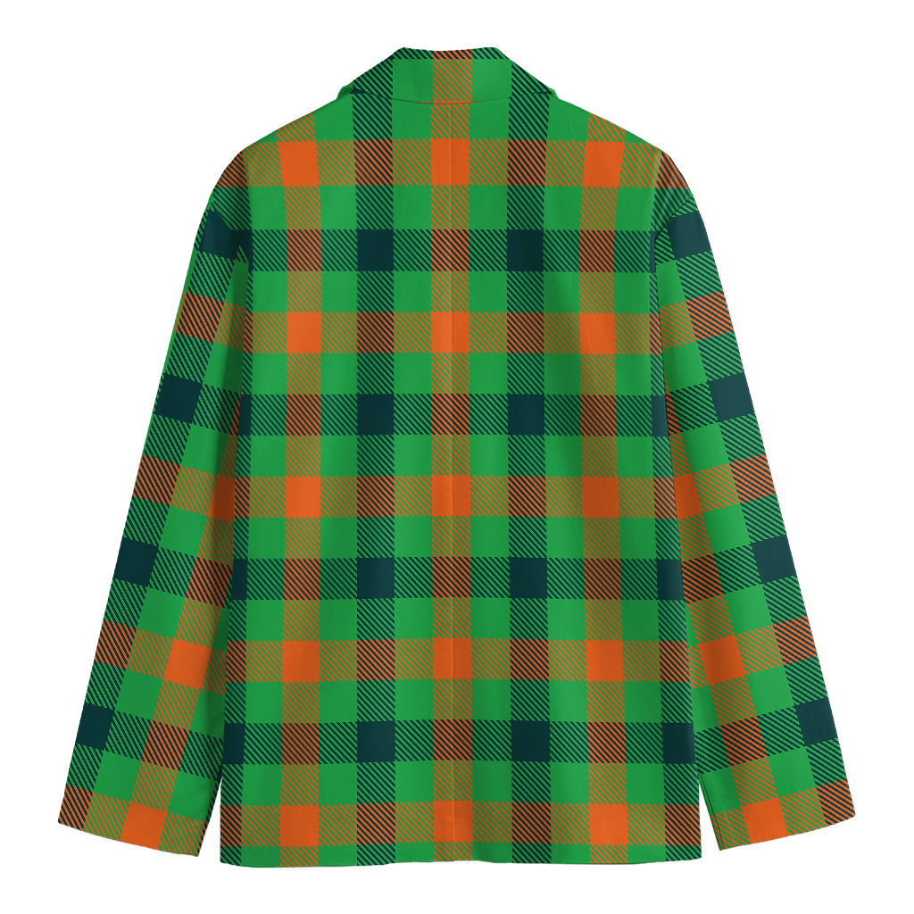 Saint Patrick's Day Buffalo Plaid Print Men's Cotton Blazer