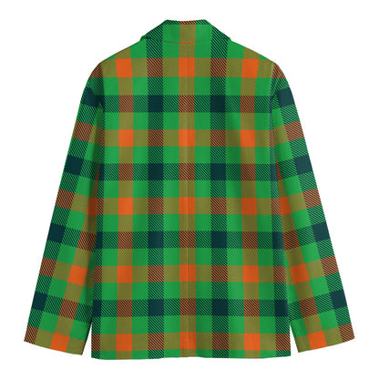 Saint Patrick's Day Buffalo Plaid Print Men's Cotton Blazer