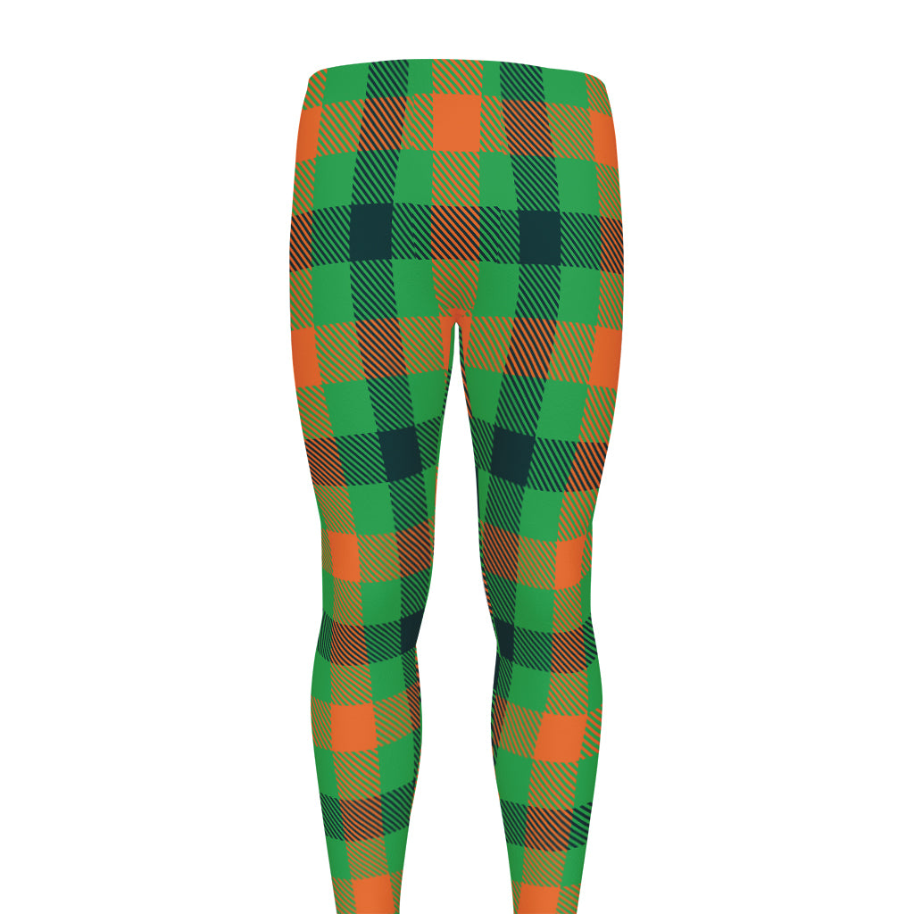 Saint Patrick's Day Buffalo Plaid Print Men's leggings