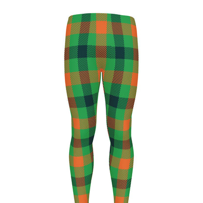 Saint Patrick's Day Buffalo Plaid Print Men's leggings