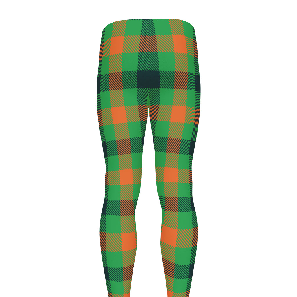 Saint Patrick's Day Buffalo Plaid Print Men's leggings