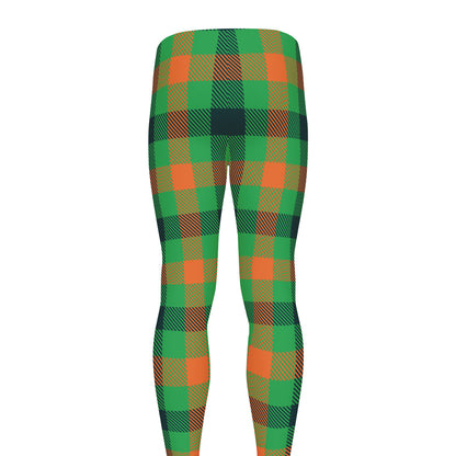 Saint Patrick's Day Buffalo Plaid Print Men's leggings