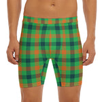 Saint Patrick's Day Buffalo Plaid Print Men's Long Boxer Briefs