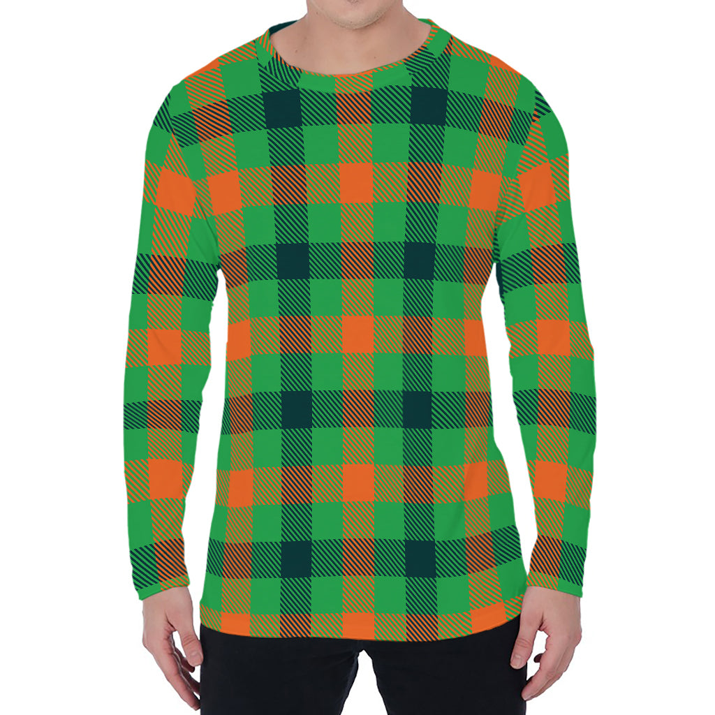 Saint Patrick's Day Buffalo Plaid Print Men's Long Sleeve T-Shirt