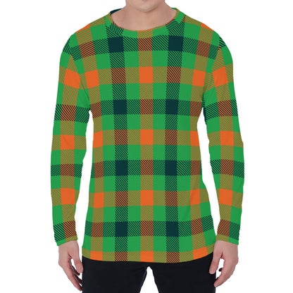 Saint Patrick's Day Buffalo Plaid Print Men's Long Sleeve T-Shirt