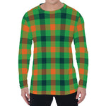 Saint Patrick's Day Buffalo Plaid Print Men's Long Sleeve T-Shirt