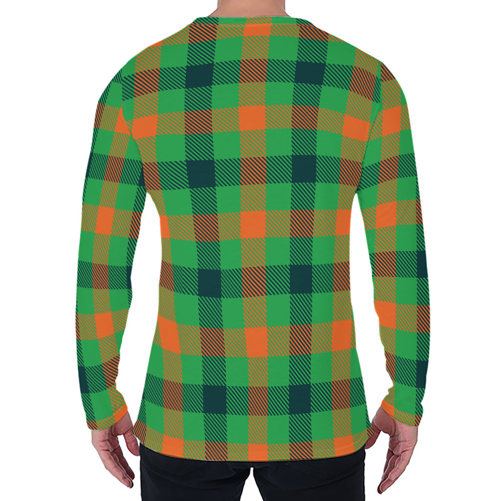 Saint Patrick's Day Buffalo Plaid Print Men's Long Sleeve T-Shirt