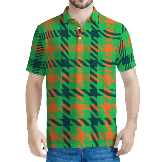 Saint Patrick's Day Buffalo Plaid Print Men's Polo Shirt