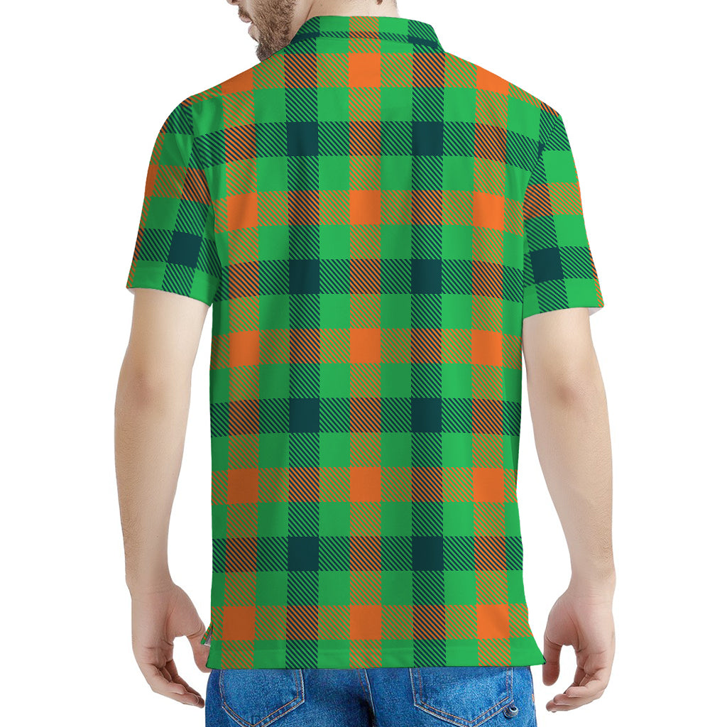 Saint Patrick's Day Buffalo Plaid Print Men's Polo Shirt