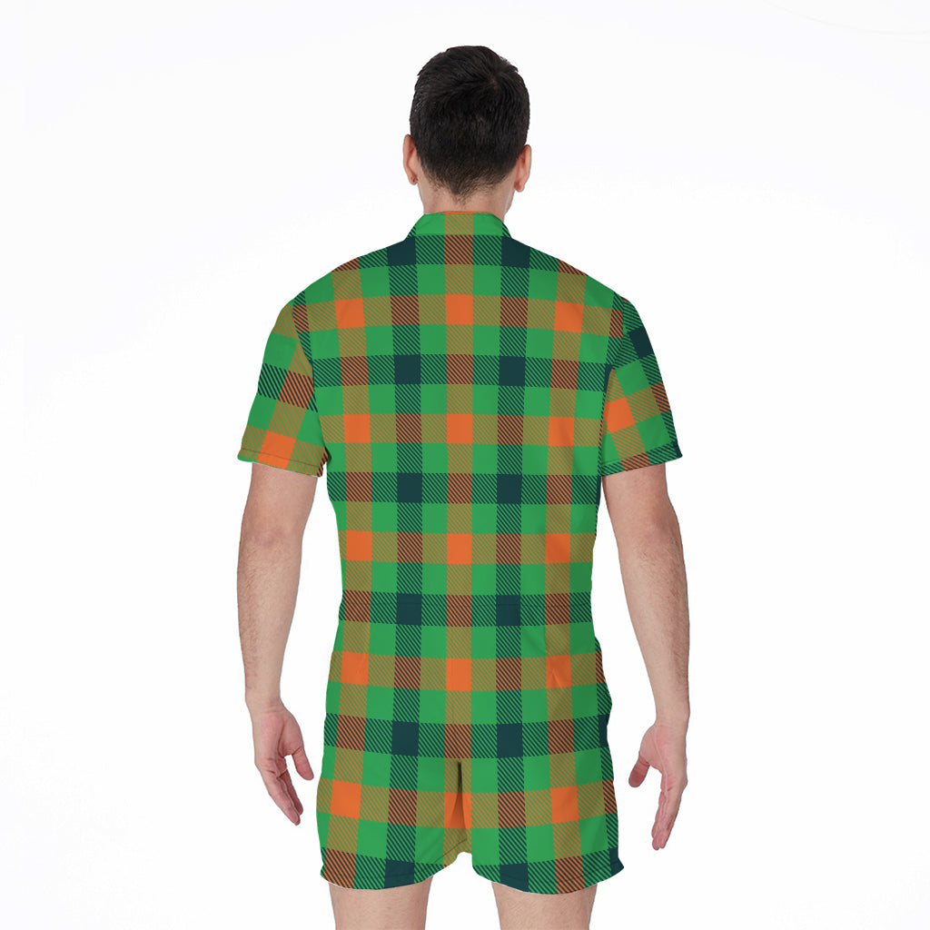 Saint Patrick's Day Buffalo Plaid Print Men's Rompers