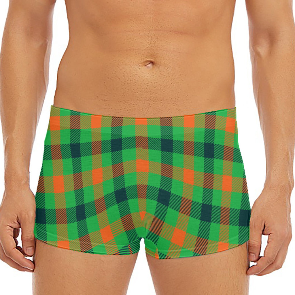 Saint Patrick's Day Buffalo Plaid Print Men's Short Boxer Briefs