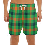 Saint Patrick's Day Buffalo Plaid Print Men's Split Running Shorts