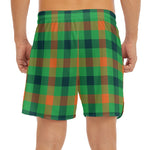 Saint Patrick's Day Buffalo Plaid Print Men's Split Running Shorts