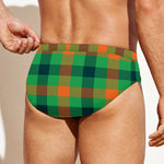 Saint Patrick's Day Buffalo Plaid Print Men's Swim Briefs