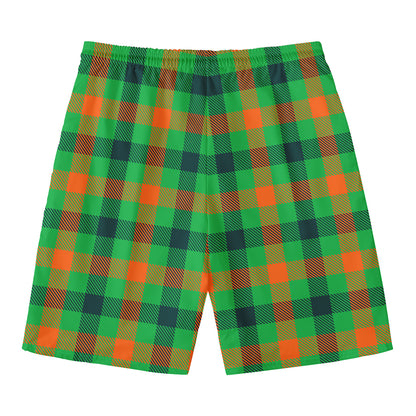 Saint Patrick's Day Buffalo Plaid Print Men's Swim Trunks