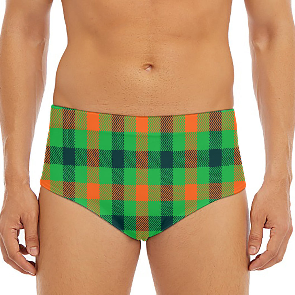 Saint Patrick's Day Buffalo Plaid Print Men's Triangle Swim Briefs