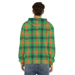 Saint Patrick's Day Buffalo Plaid Print Men's Velvet Pullover Hoodie