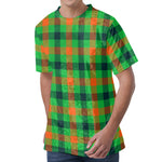 Saint Patrick's Day Buffalo Plaid Print Men's Velvet T-Shirt