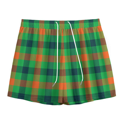 Saint Patrick's Day Buffalo Plaid Print Mesh Shorts