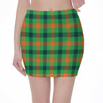 Saint Patrick's Day Buffalo Plaid Print Pencil Mini Skirt