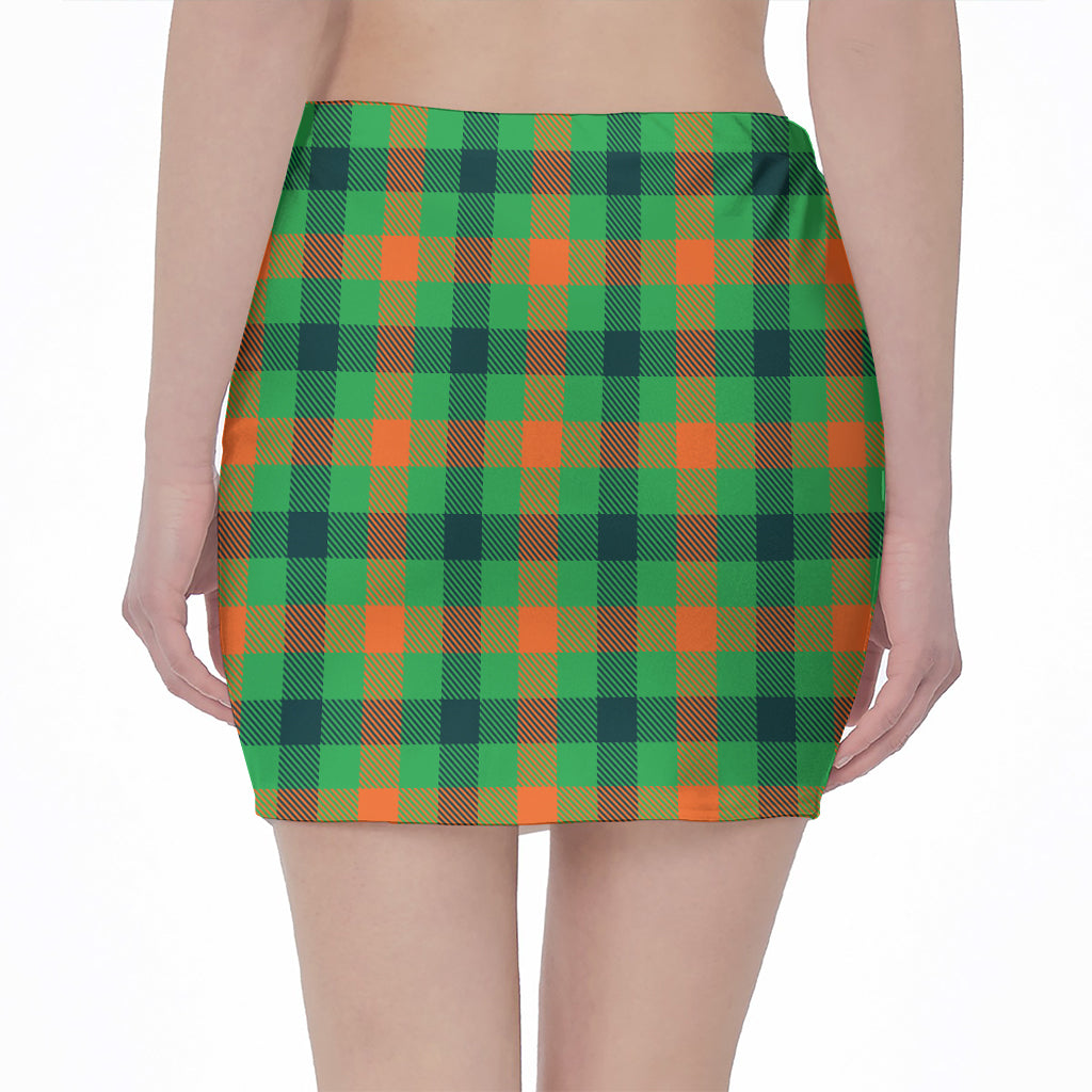 Saint Patrick's Day Buffalo Plaid Print Pencil Mini Skirt