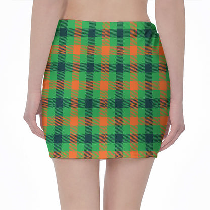 Saint Patrick's Day Buffalo Plaid Print Pencil Mini Skirt
