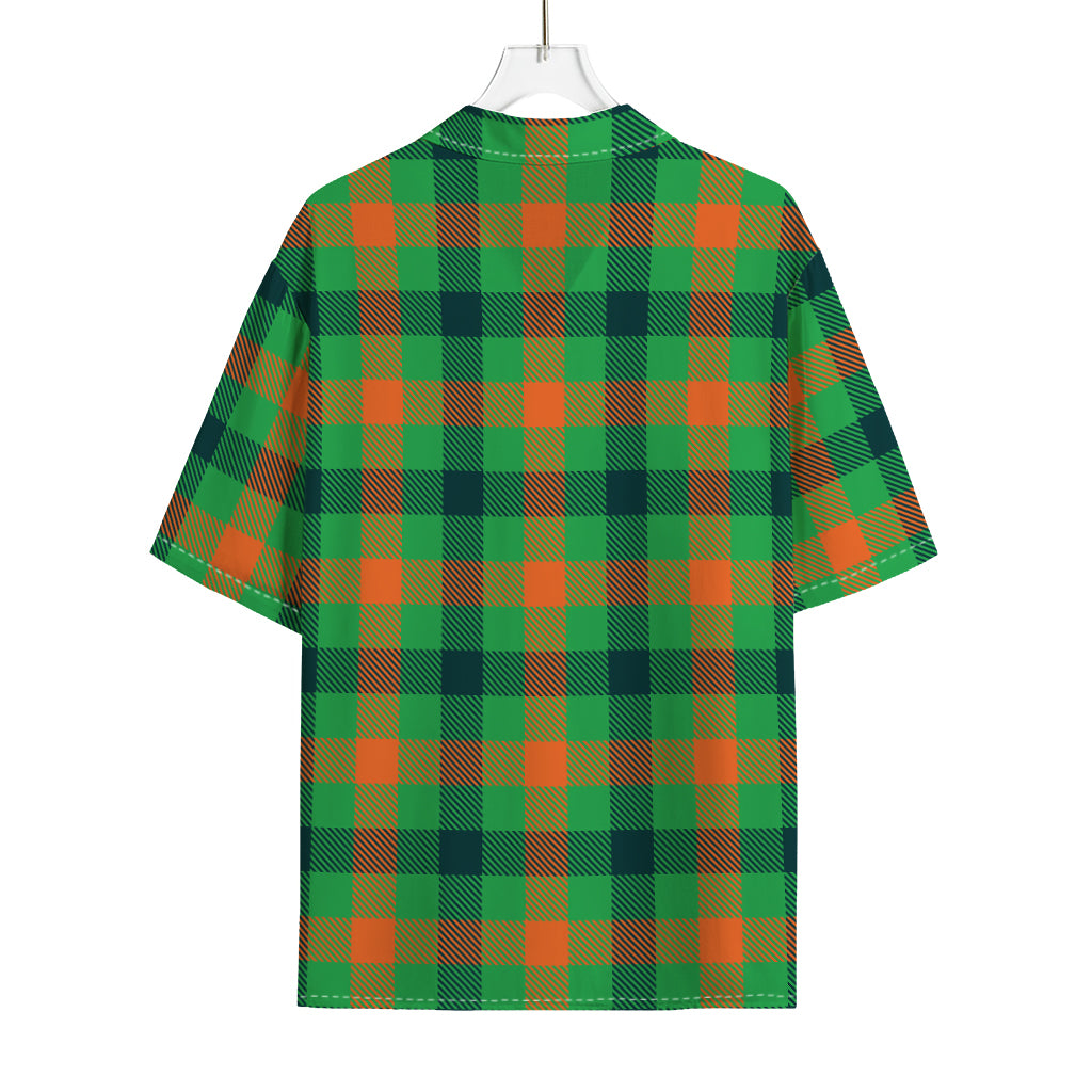 Saint Patrick's Day Buffalo Plaid Print Rayon Hawaiian Shirt