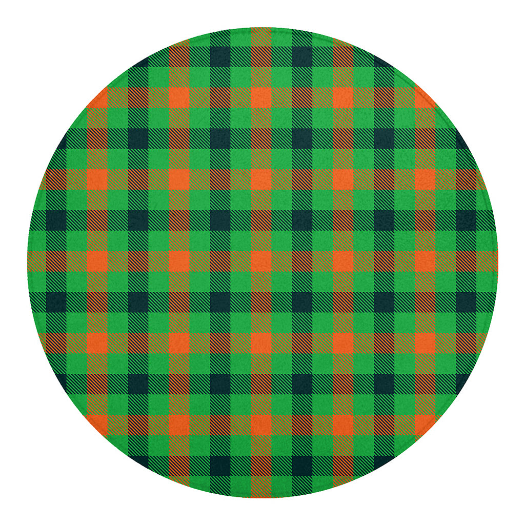 Saint Patrick's Day Buffalo Plaid Print Round Blanket