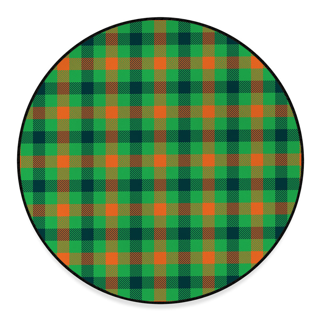 Saint Patrick's Day Buffalo Plaid Print Round Floor Mat