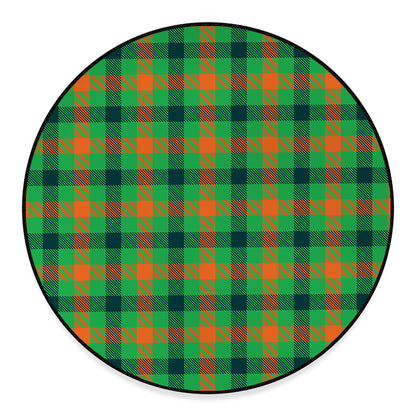Saint Patrick's Day Buffalo Plaid Print Round Floor Mat