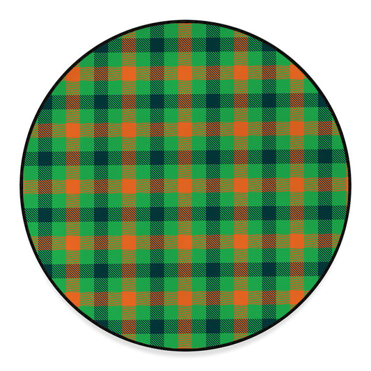 Saint Patrick's Day Buffalo Plaid Print Round Floor Mat