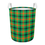 Saint Patrick's Day Buffalo Plaid Print Round Laundry Basket