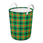 Saint Patrick's Day Buffalo Plaid Print Round Laundry Basket