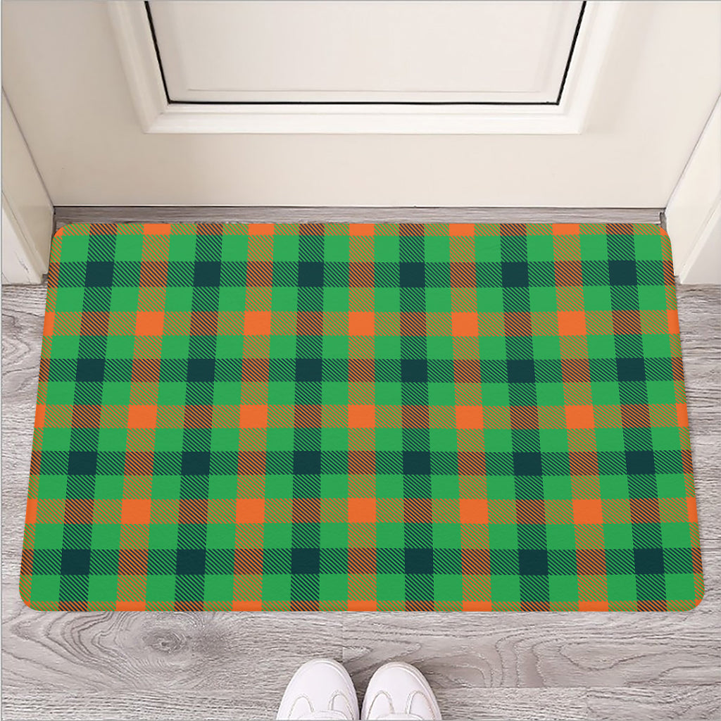 Saint Patrick's Day Buffalo Plaid Print Rubber Doormat